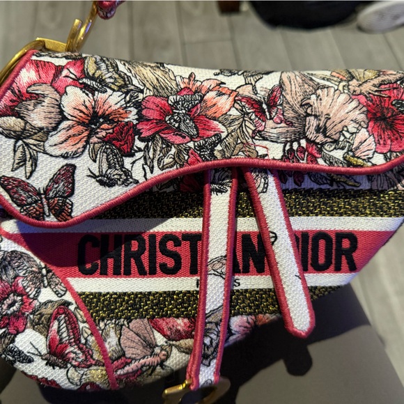 Dior Pink and Black Floral Saddle Bag - Picture 2 of 2